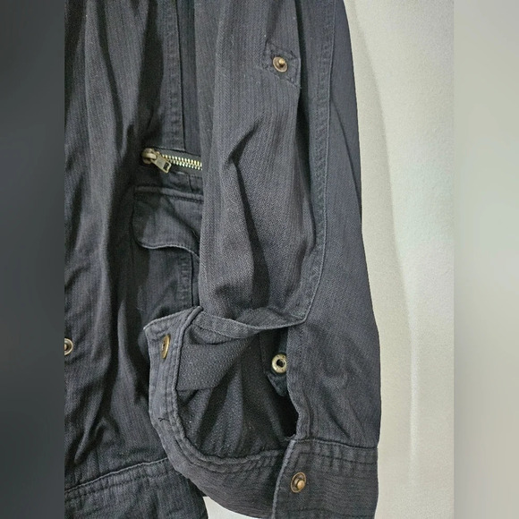 Torrid black cotton utility jacket patch detail with beaded design size 1 1X - Picture 5 of 8